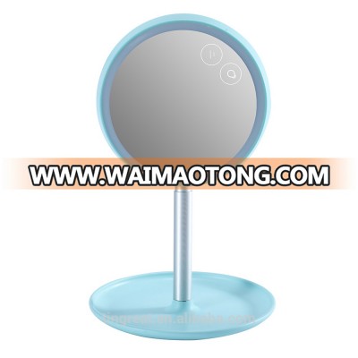 3-in-1 LED Makeup Mirror With Table Lamp for Bedroom Decor Table Storage Cosmetic Mirror USB Charging